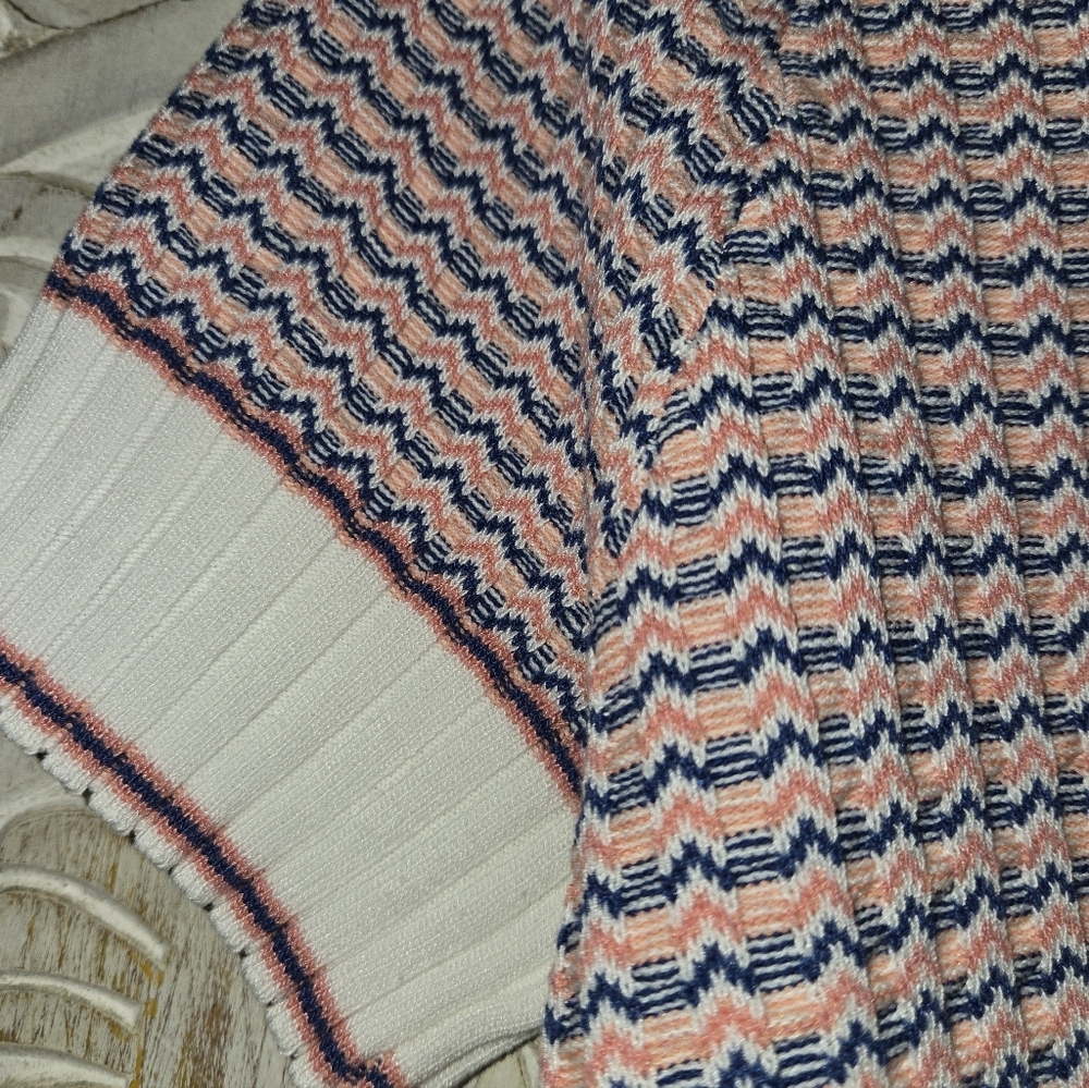 Womens Striped Print Rib Knit Short Sleeve Crop Retro Look Lg - Picture 4 of 5